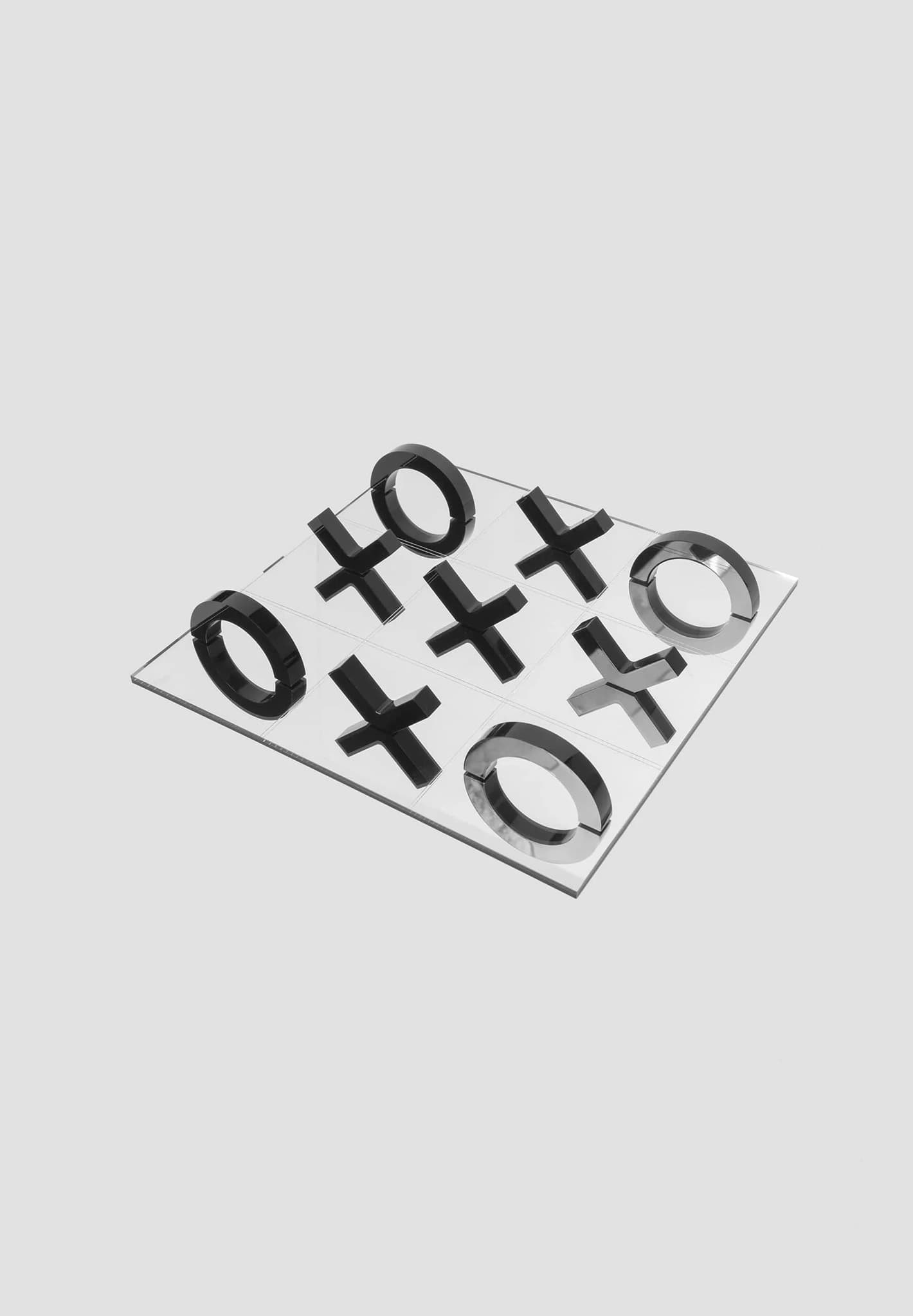 Luxury Tic Tac Toe Set with Mirrored Board & Acrylic Pieces | Black