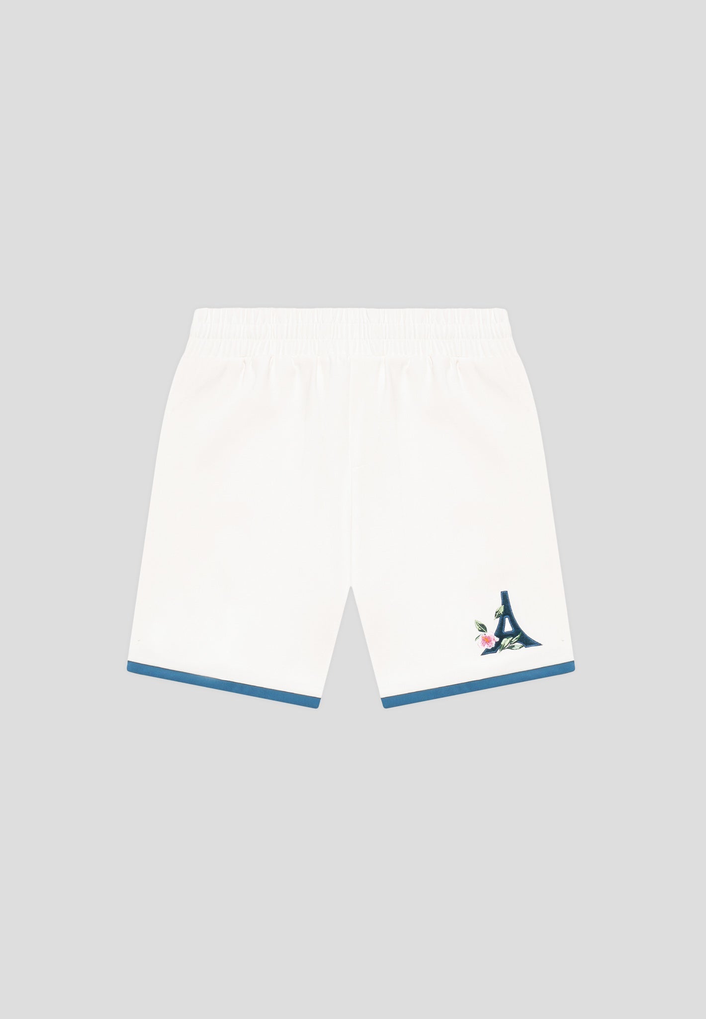 Velvet Eiffel Shorts with Elastic Waistband | Timo Cream/Blue