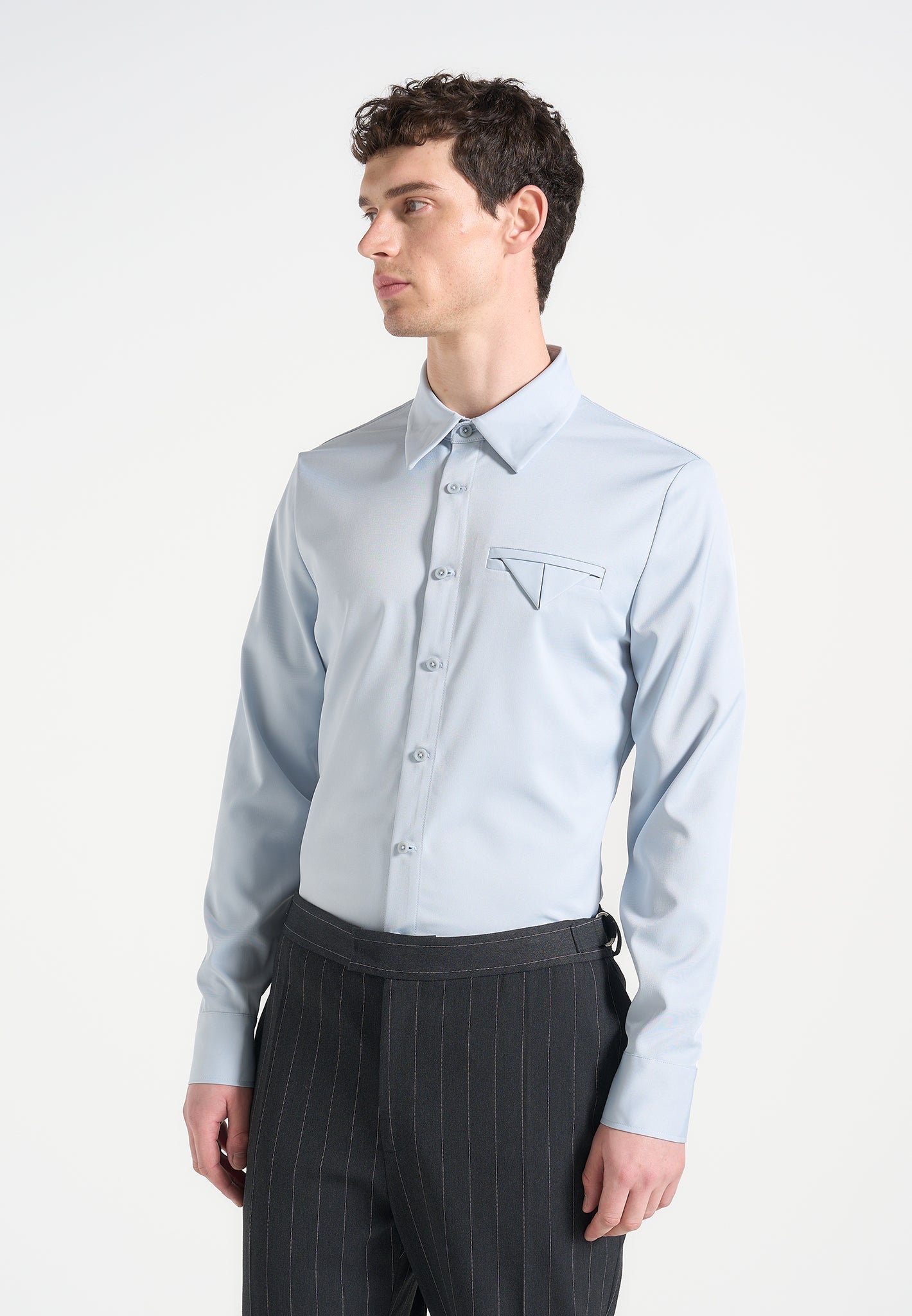 Slim Fit Stretch Dress Shirt for Men | Tom - Blue
