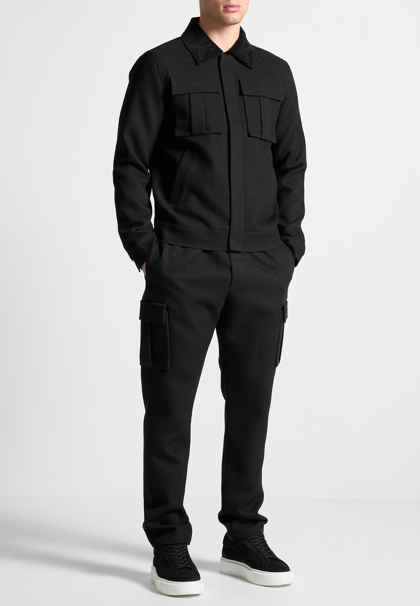 Twill Trucker Jacket with Velvet Collar & Corduroy Trim | Manière De Voir