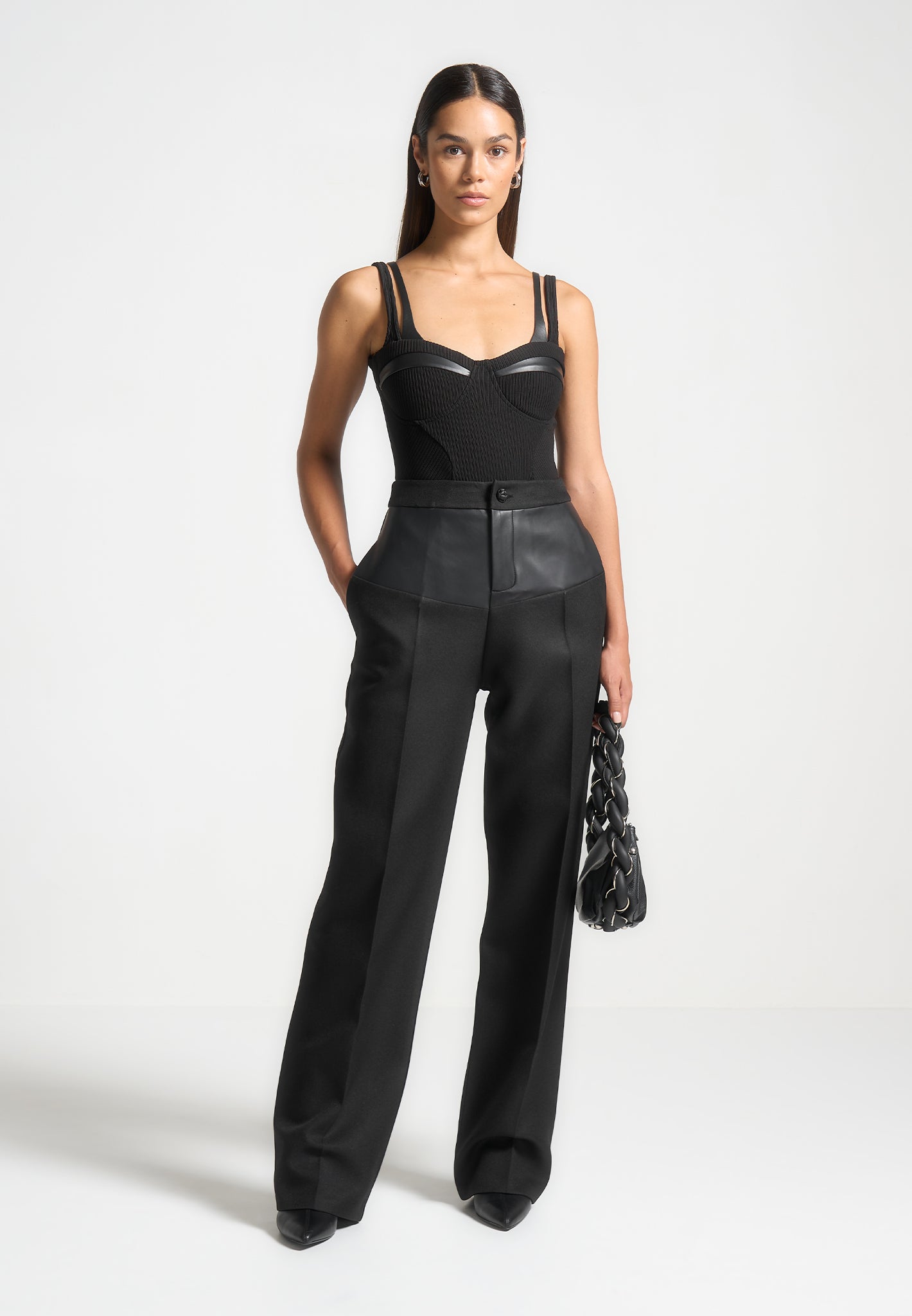 Ribbed Twin Strap Bodysuit - Black | Manière De Voir
