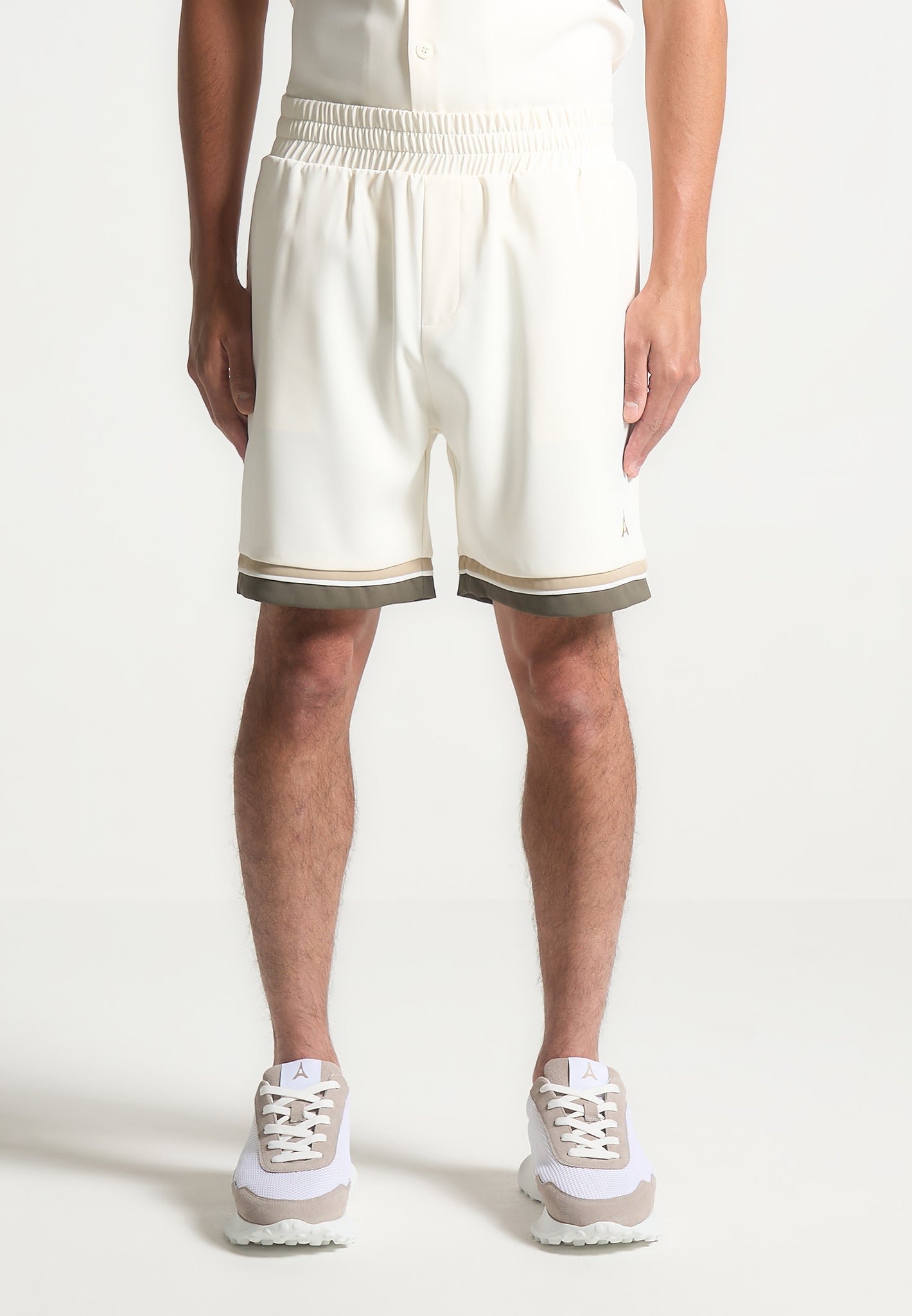 Men's Varsity Shorts with Elastic Waist & Drawcord | Cream