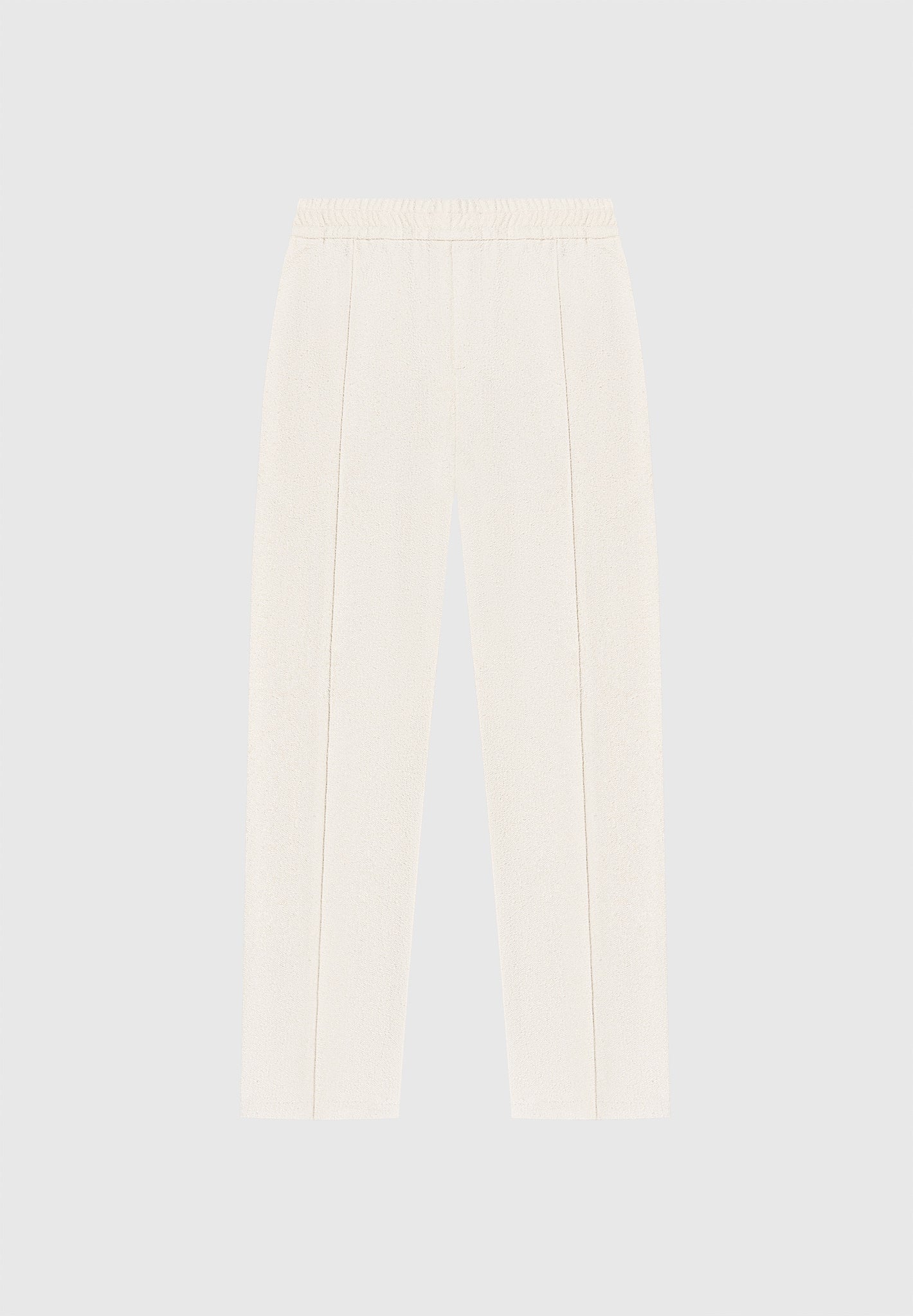 Boucle Pintuck Tapered Trousers with Elastic Waistband | Beige