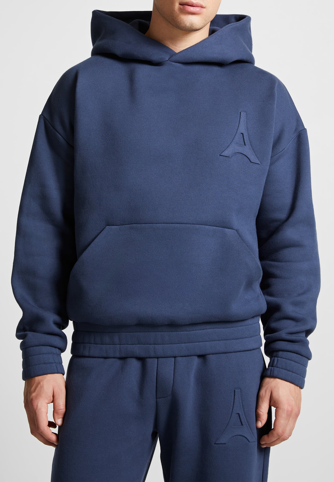 Heavyweight Eiffel Embossed Hoodie for Men | Victor Airforce Blue