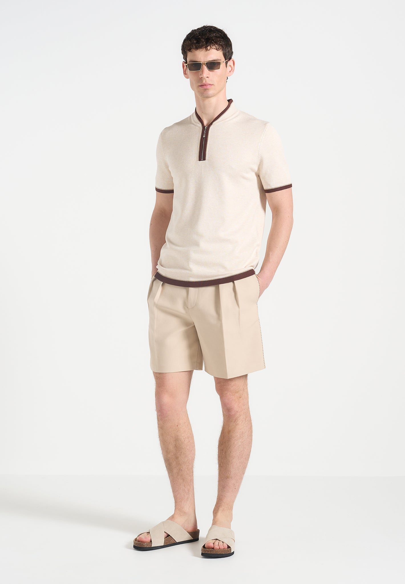 Twin Pleat Chino Shorts with Adjustable Waist | Victorin