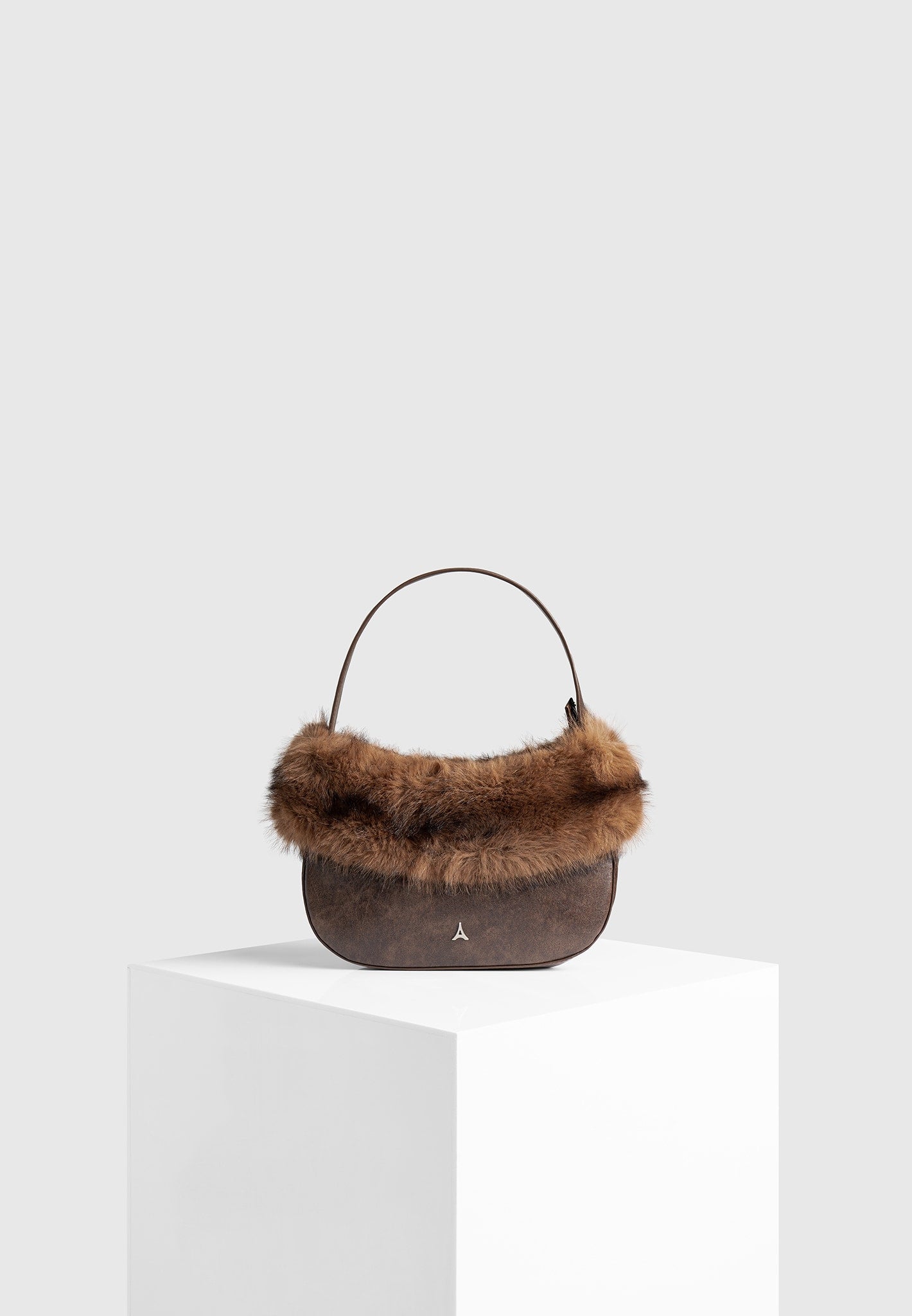 Vintage Vegan Leather Shoulder Bag with Fur Trim | Manière De Voir