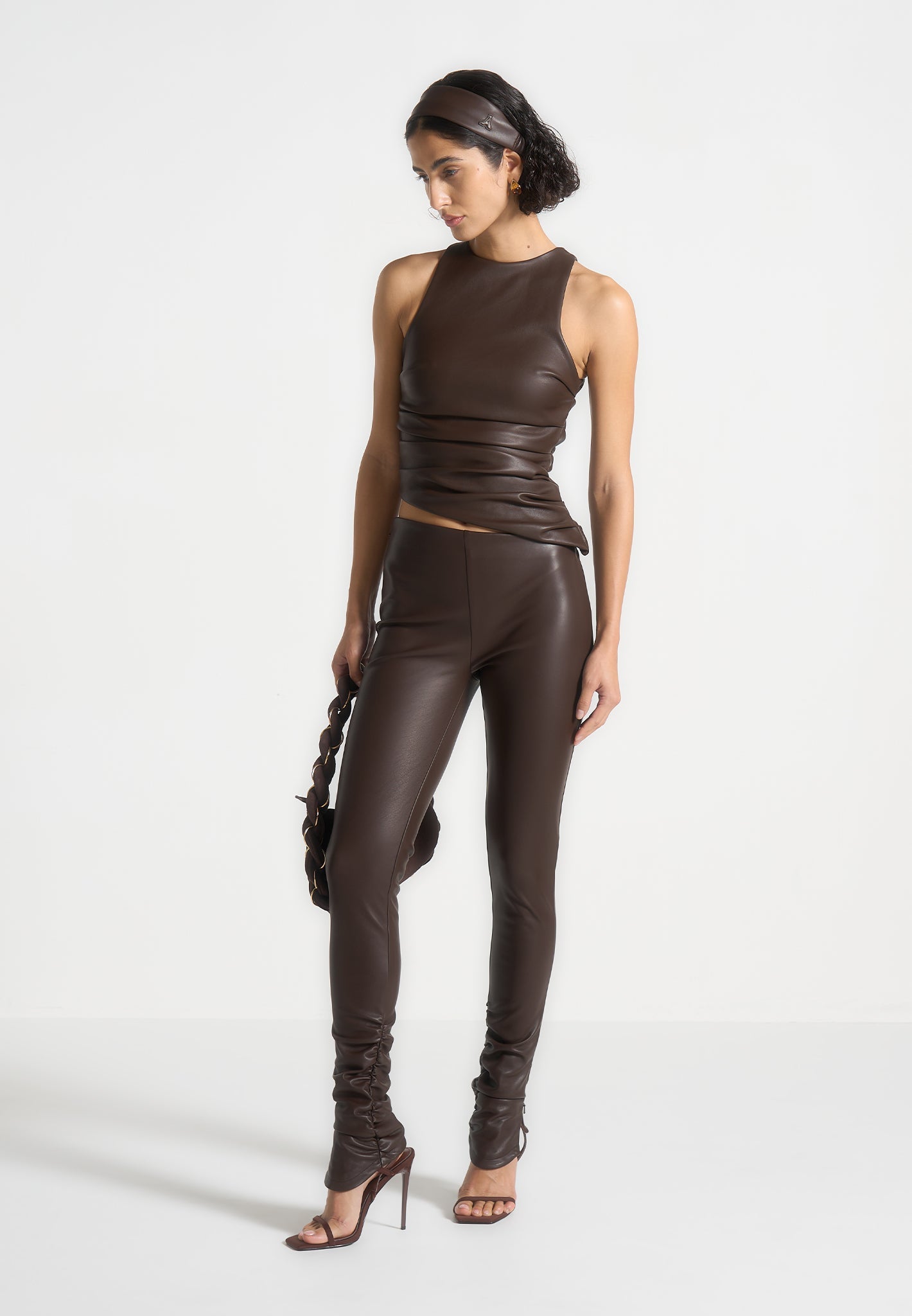 Vegan Leather Racer Top with Asymmetric Hem | Yolande Brown