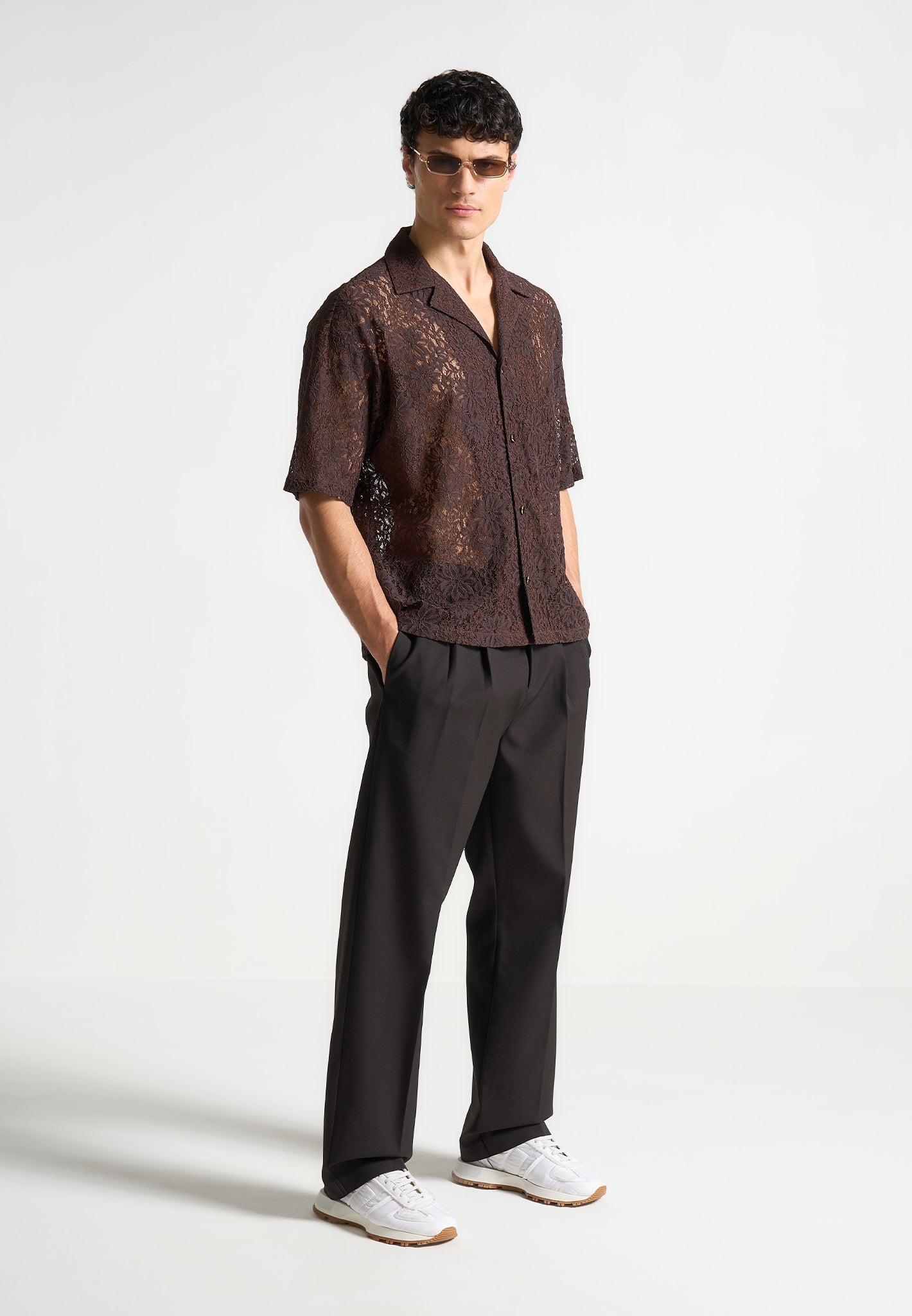 Lace Revere Shirt for Men - Boxy Fit with Gold Buttons | Manière De Voir