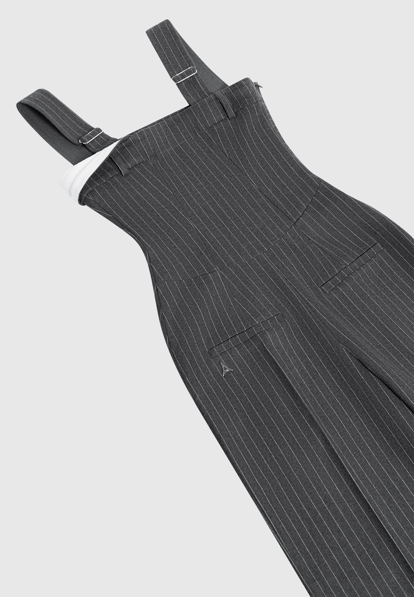 Tailored Pinstripe Jumpsuit with Detachable Straps | Camille Grey